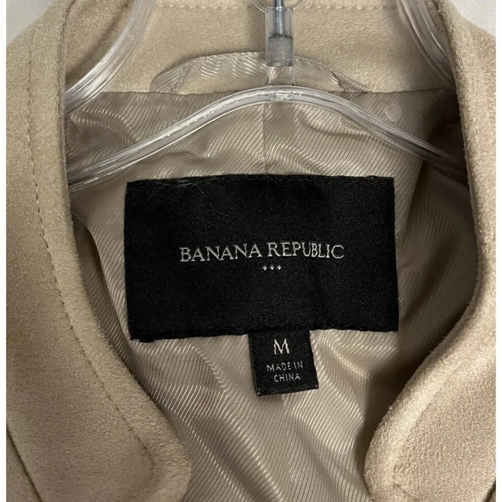 Banana Republic Size‎ M Faux Suede Moto Bomber Jacket Tan Asymmetrical Zipper